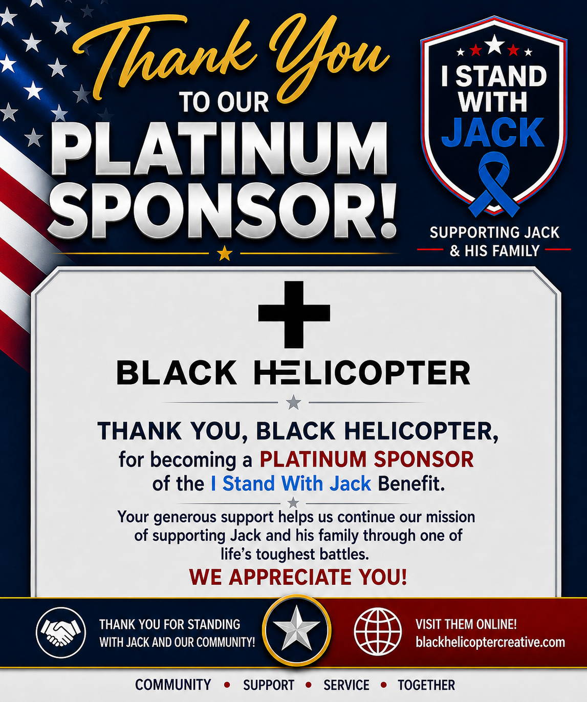 Thank you Black Helicopter Creative - Platinum Level Donor