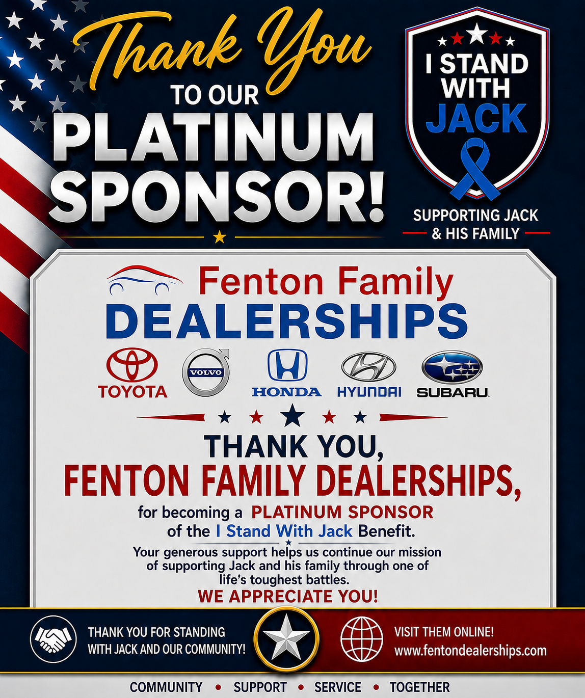 Thank you Fenton Family Dealerships - Platinum Level Donor