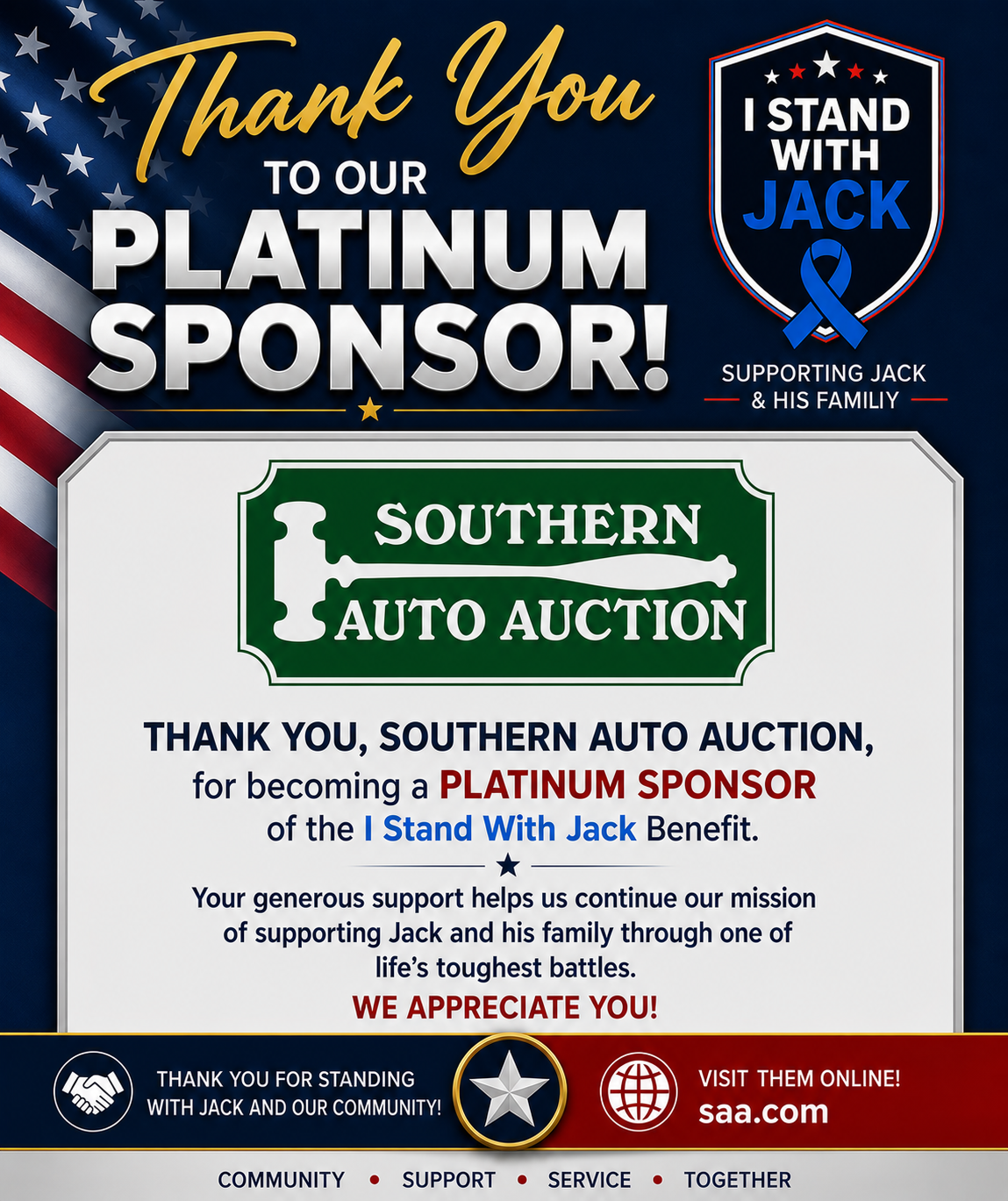 Thank you Southern Auto Auction - Platinum Level Donor